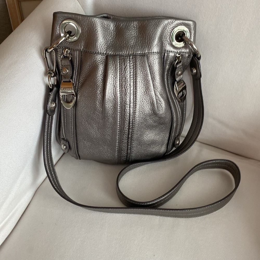 B. MAKOWSKY Pewter Metallic Crossbody. NWOT